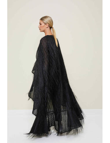AW22WO LOOK 06 BLACK SET OF JUMPSUIT AND CAPE #6