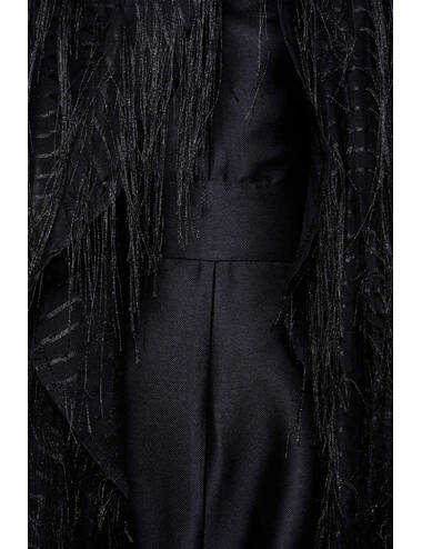 AW22WO LOOK 06 BLACK SET OF JUMPSUIT AND CAPE #8