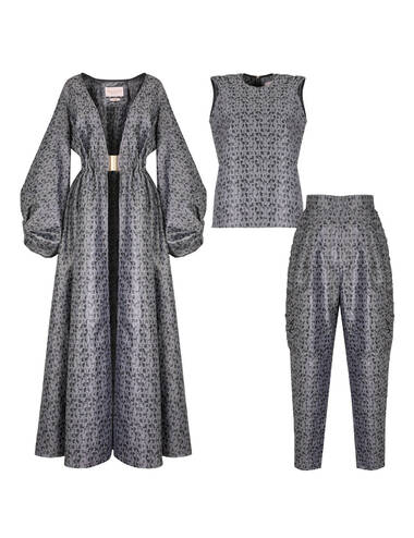 AW22WO LOOK 09 GREY SET OF BLOUSE, CAPE AND PANTS #12