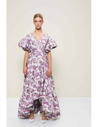 AW22WO LOOK 30 CREAM-VIOLET DRESS #1