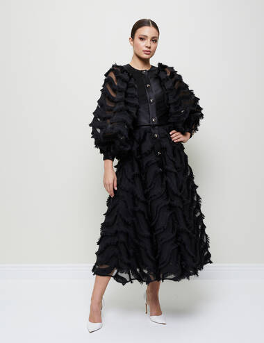SS23WO LOOK 15 BLACK SET OF BLOUSE AND SKIRT