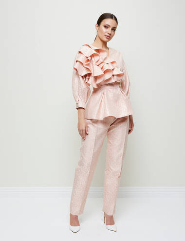 SS23WO LOOK 27 PEACH SET OF BLOUSE AND PANTS #5