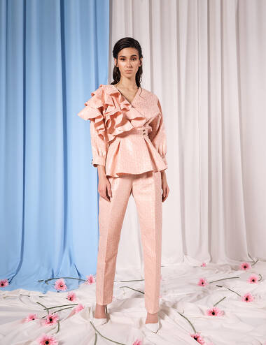 SS23WO LOOK 27 PEACH SET OF BLOUSE AND PANTS #4