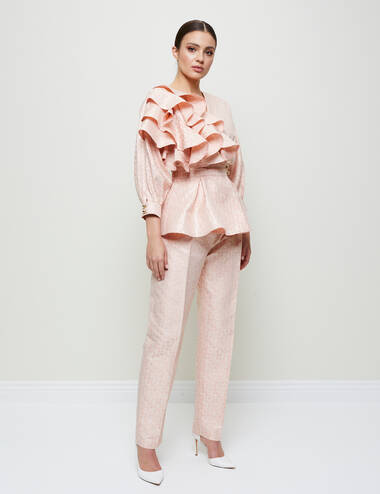 SS23WO LOOK 27 PEACH SET OF BLOUSE AND PANTS #6