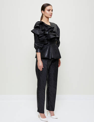 SS23WO LOOK 27 BLACK SET OF BLOUSE AND PANTS #4