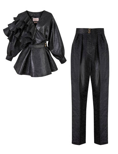 SS23WO LOOK 27 BLACK SET OF BLOUSE AND PANTS #7