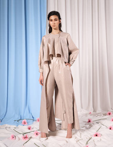 SS23WO LOOK 50 BEIGE SET OF BLOUSE AND PANTS #4