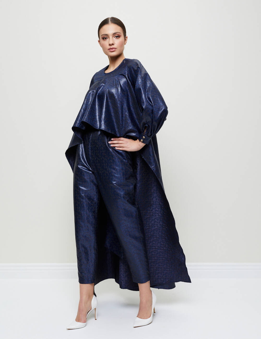 SS23WO LOOK 50 NAVY BLUE SET OF BLOUSE AND PANTS
