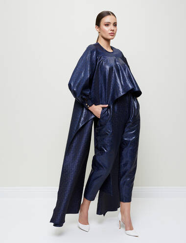 SS23WO LOOK 50 NAVY BLUE SET OF BLOUSE AND PANTS #4