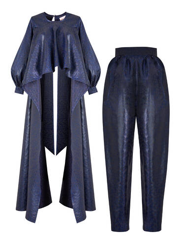 SS23WO LOOK 50 NAVY BLUE SET OF BLOUSE AND PANTS #7
