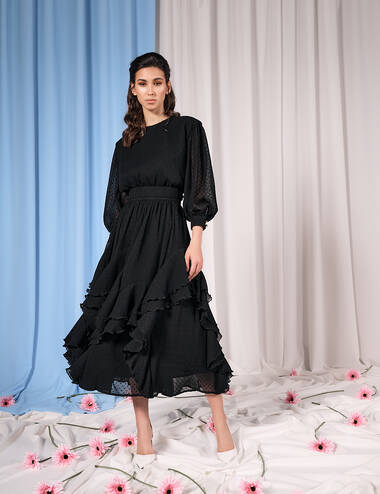 SS23WO LOOK 56 BLACK SET OF BLOUSE AND SKIRT #4