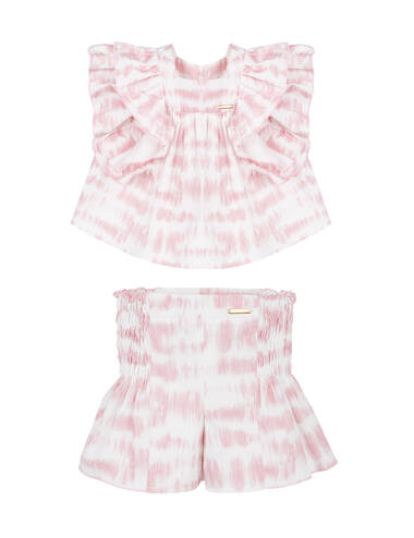 SS23MI LOOK 13 CREAM-PINK SET OF BLOUSE AND SHORTS