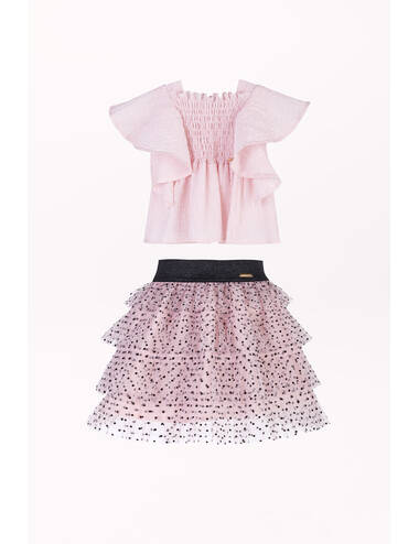 AW23MI LOOK 03 PINK-BLACK SET OF BLOUSE AND SKIRT #2