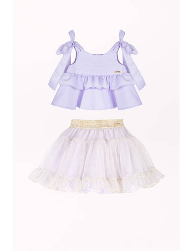 AW23MI LOOK 06 LILAC-BEIGE SET OF BLOUSE AND SKIRT