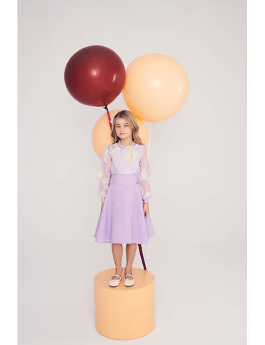 AW23PE LOOK 01 CREAM-VIOLET SET OF BLOUSE AND SKIRT #1
