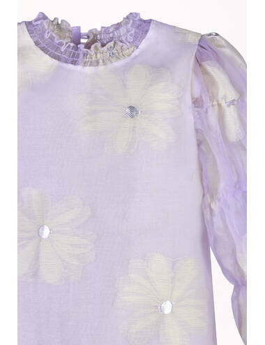 AW23PE LOOK 01 CREAM-VIOLET SET OF BLOUSE AND SKIRT #4