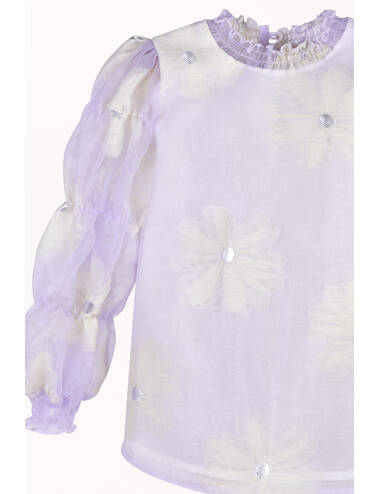 AW23PE LOOK 01 CREAM-VIOLET SET OF BLOUSE AND SKIRT #5