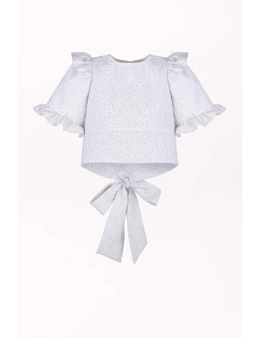 AW23PE LOOK 09 SILVER-WHITE SET OF BLOUSE AND SHORTS #2