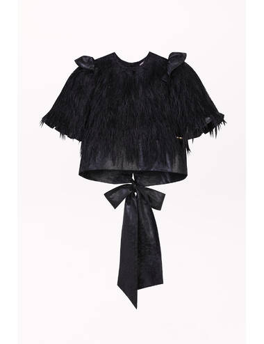 AW23PE LOOK 09 BLACK SET OF BLOUSE AND SHORTS