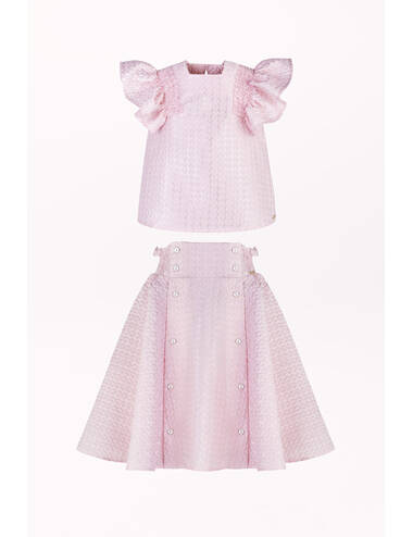 AW23PE LOOK 14 PINK SET OF BLOUSE AND SKIRT #1