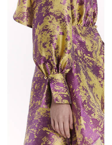 AW23WO LOOK 06 MUSTARD-VIOLET DRESS #6