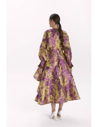 AW23WO LOOK 06 MUSTARD-VIOLET DRESS #5