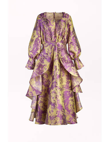 AW23WO LOOK 06 MUSTARD-VIOLET DRESS #7