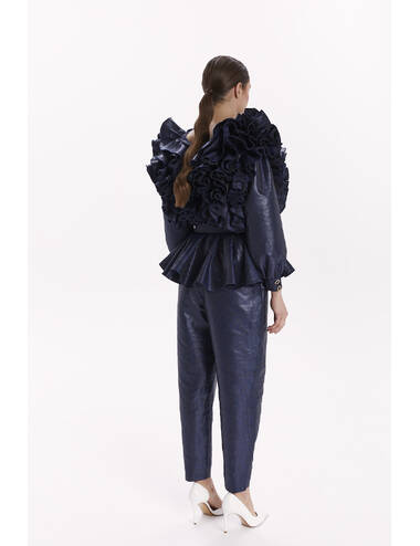 AW23WO LOOK 14 NAVY BLUE BLOUSE #4