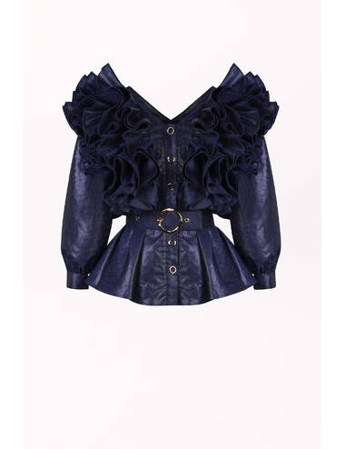 AW23WO LOOK 14 NAVY BLUE BLOUSE #6