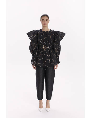 AW23WO LOOK 23.1 BLACK BLOUSE