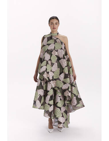 AW23WO LOOK 30 GREEN-COPPER DRESS