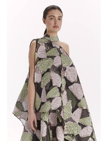 AW23WO LOOK 30 GREEN-COPPER DRESS